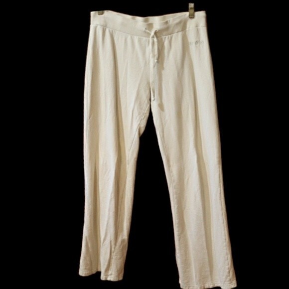 BCBG MAXAZRIA Cream Lounge Pants Drawstring Pants 100% Cotton LG - Picture 1 of 11